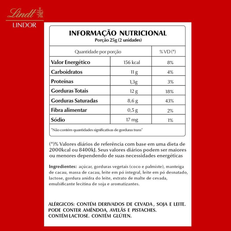 Caixa de Bombons Chocolate Lindt Lindor Ao Leite 75g Com 6 unidades