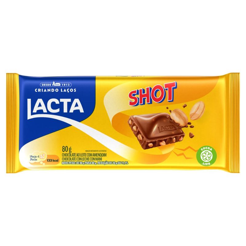 Chocolate ao Leite com Amendoim Shot Lacta 80g