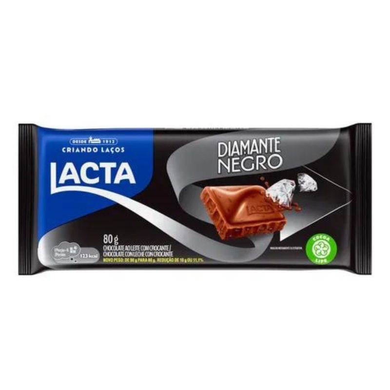 Chocolate Tablete Diamante Negro Lacta 80g