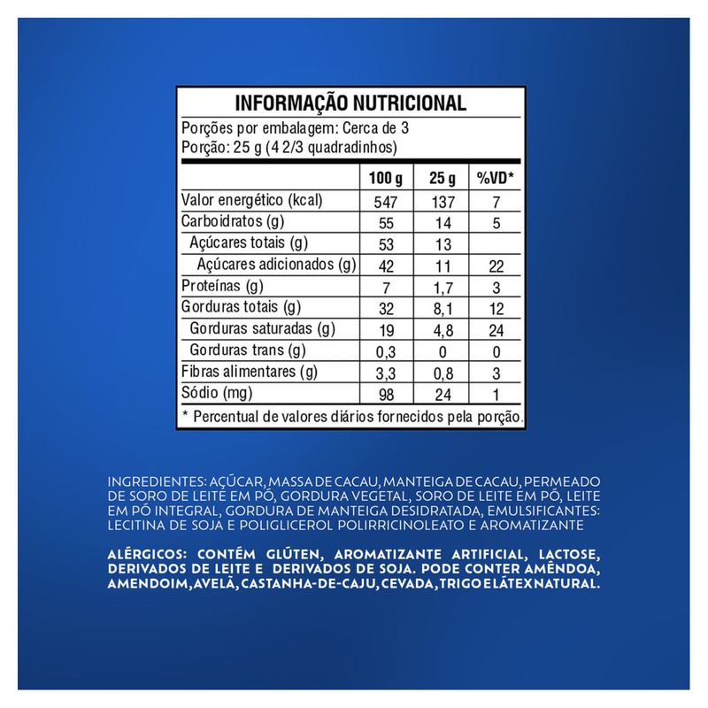 Chocolate ao Leite Lacta Pacote 80g
