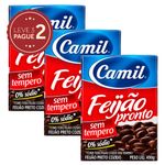 Feijão Preto Cozido Pronto para Temperar Camil 490g Leve 3 pague 2 KIT PRONTO
